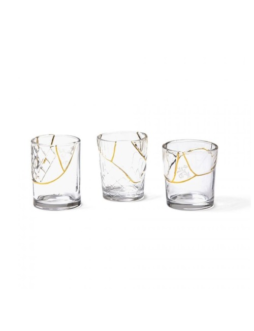 BICCHIERE IN VETRO "KINTSUGI -n'3"  ? Cm.8,7 h. 9,