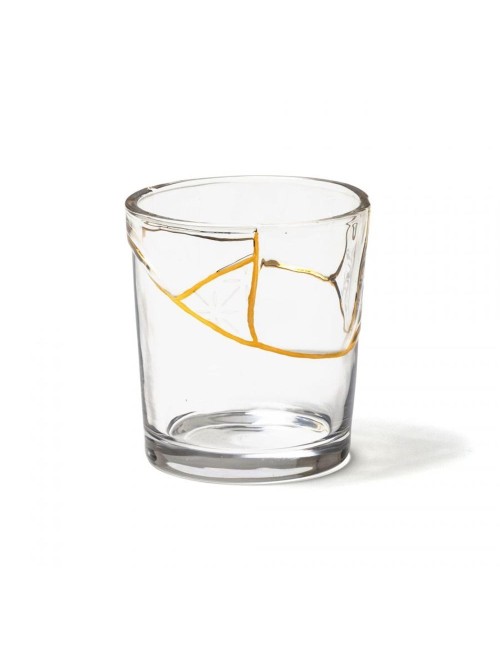 BICCHIERE IN VETRO "KINTSUGI -n'3"  ? Cm.8,7 h. 9,