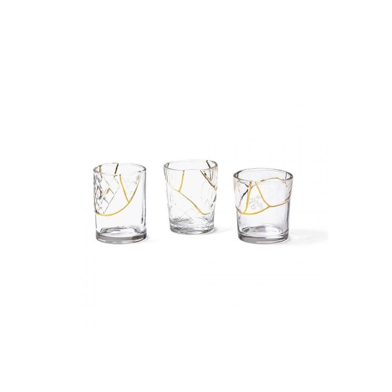 BICCHIERE IN VETRO "KINTSUGI -n'2"  ? Cm.7,6 h. 10