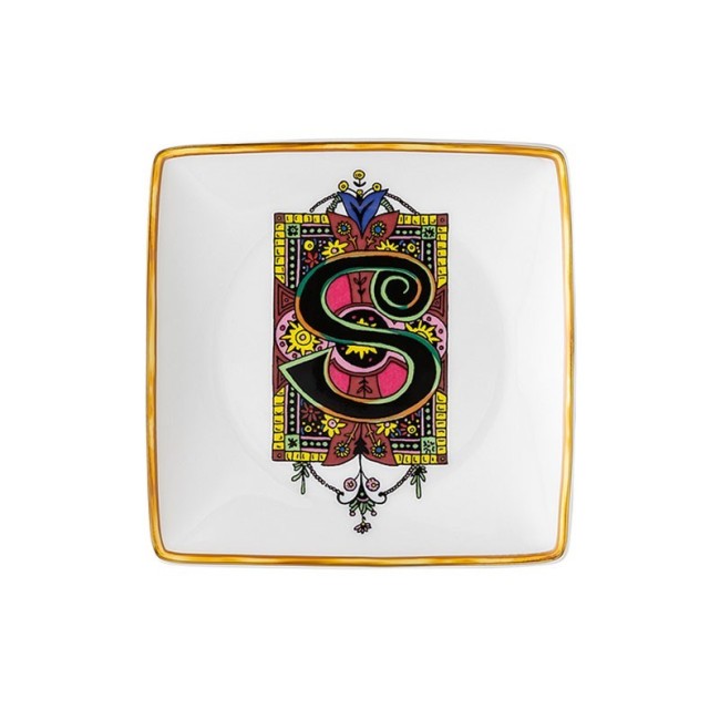Coppetta Quadra Piana Holiday Alphabet S Versace – Svuotatasche in Porcellana 12x12 cm