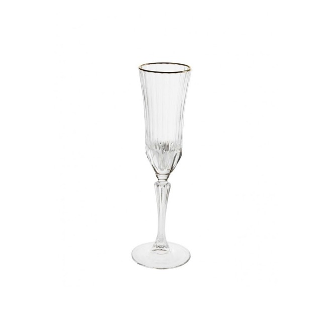 SET 6 FLUTE OH MY GOLD CRYSTAL GLASS