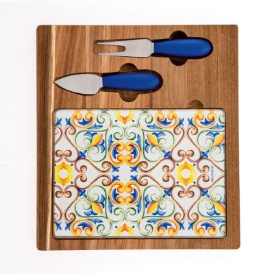Tagliere Formaggi Medicea Brandani in Acacia e Vetro con...