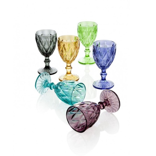 CALICE DIAMANTE COLORI ASSORTITI SET 6PZ VETRO