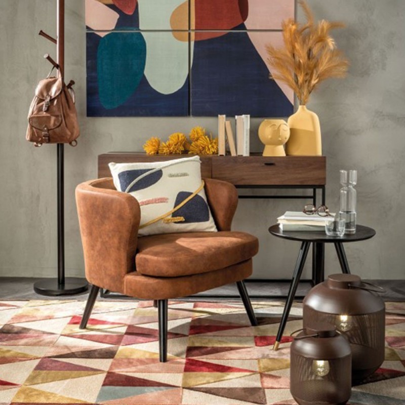 Poltroncina Contemporanea in Ecopelle Marrone –...