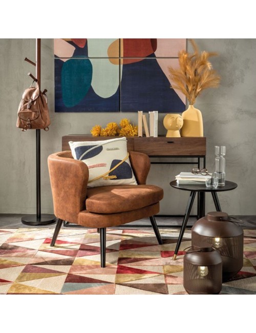 Poltroncina Contemporanea in Ecopelle Marrone –...