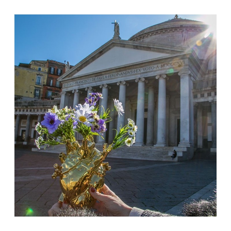 VASO IN PORCELLANA "LOVE IN BLOOM-GOLD" Cm.16,5x9