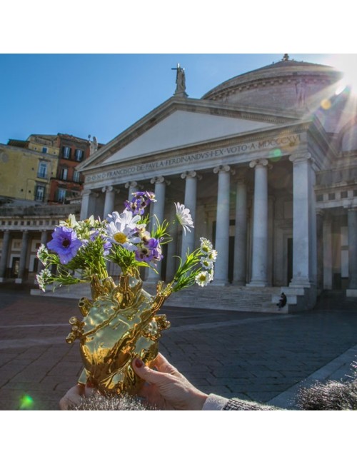 VASO IN PORCELLANA "LOVE IN BLOOM-GOLD" Cm.16,5x9