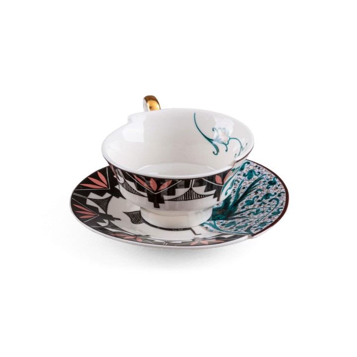 Seletti Tazza da tè Hybrid Aspero con piattino